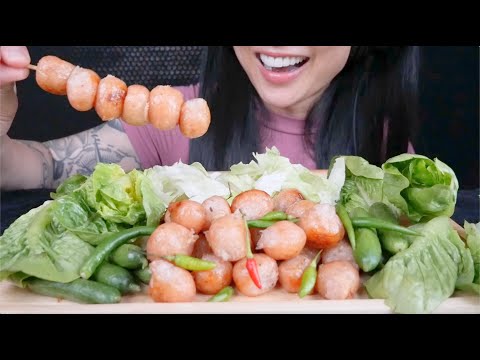 ONE OF MY FAVOURITE STREET FOOD (THAI ISAAN SAUSAGE) ASMR EATING SOUNDS | LIGHT WHISPERS | SAS-ASMR