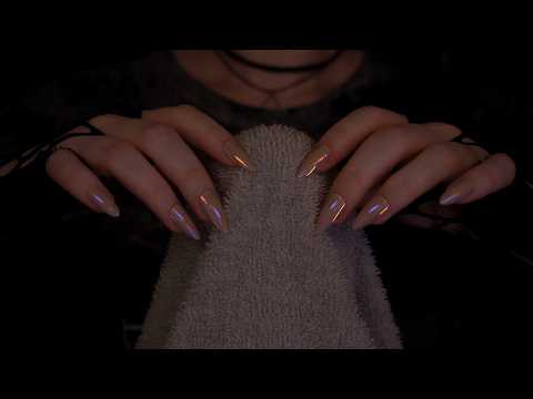 ASMR | high sensitivity, slow Towel Scratching & no talking - Rain Ambience