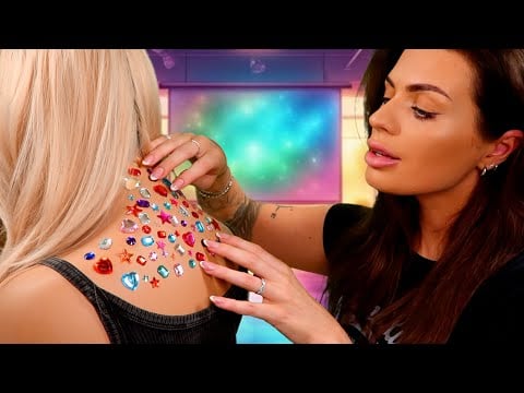 ASMR Girl in Class Bedazzles Your Back 💎 hair play, gentle tapping, personal attention roleplay