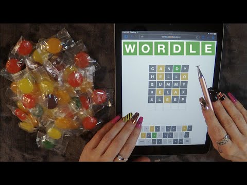 ASMR Eating Hard Candy & Wordle on iPad | Whispered Game Play