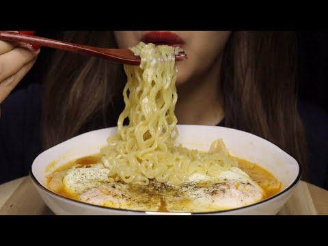 ASMR NONGSHIM KIMCHI RAMEN NOODLES EGGS DUMPLINGS MUKBANG no talking CREMA ASMR #asmr #mukbang #soup
