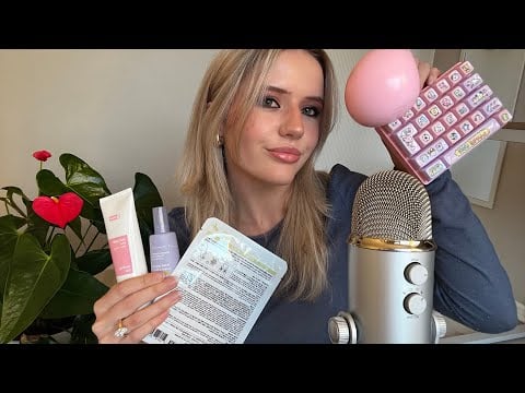 Things I got from Korea💕🇰🇷ASMR Close up whispers with tapping (fidget toys/skincare products)