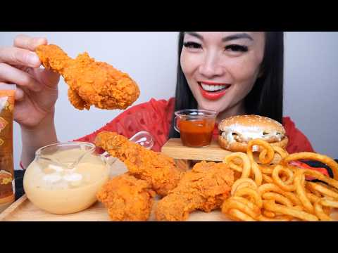 FRIED CHICKEN + HONEY + CHEESE SAUCE + FIRE SAUCE (ASMR EATING SOUNDS) NO TALKING | SAS-ASMR