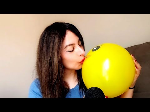 ASMR blowing balloons - rubbing, tracing, plastic sounds, paper sounds 