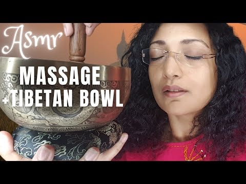 ASMR Hair massage with sound bath using Tibetan singing bowl ✨ Energy healing 🌿