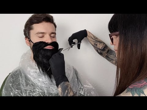 ASMR Long Beard Grooming / Treatment *Barber Shop Roleplay*