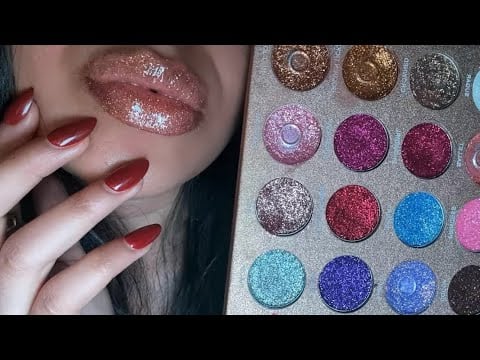 ASMR~ Glitter on Lips Try on + Lipgloss (WET Mouth Sounds)