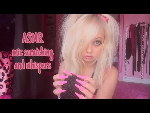 ASMR mic scratching and whispers🎀 (fast and aggressive) 