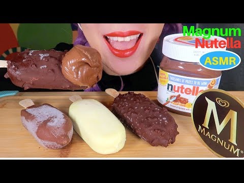 ASMR 매그넘 아이스크림+누텔라 먹방| MAGNUM WITH NUTELLA EATING SOUND|CURIE. ASMR