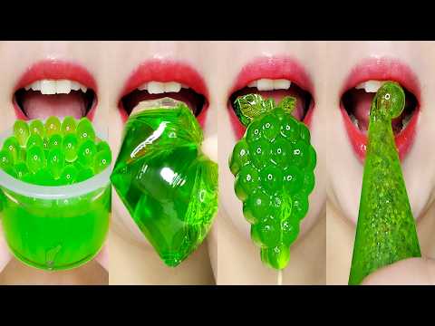ASMR Green Color Food 💚 Emoji Challenge MUKBANG 초록색 이모지 먹방 Eating Sounds
