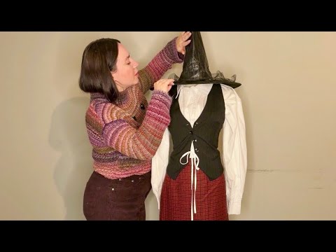 ASMR styling witch costumes from thrifted clothes 🔮 🐈‍⬛ 🌙 (over-explaining & perfecting)