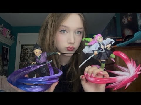 ASMR showing you my favorite anime figures (lots of tapping + mouth sounds)