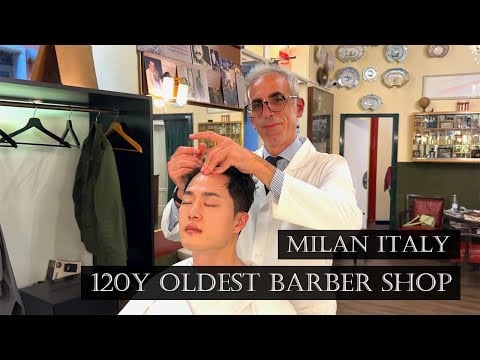 ASMR 120년된 이탈리아 정통 바버샵 체험 해보기 | Cutting hair at 120 years old authentic Italian barber shop