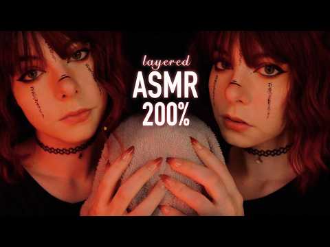 layered ASMR | 200% "shh, relax" slow, gentle whispering & towel scratching - breathing, shushing