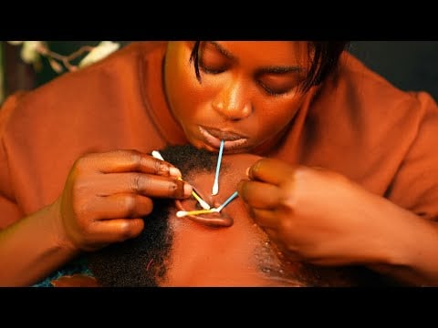 Asmr⚡️Satisfying Ear & Nose cleaning, beard wash ,Beard nitpicking Neck Massage with gum cracking