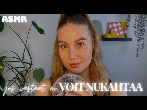 ASMR SUOMI | Jos vastaat EI, voit nukahtaa | lähikuiskailua, mikin silittelyä & käsiliikkeitä
