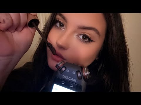 tascam asmr~mouth sounds, stuttering + putting mascara on the mic! [rare trigger]