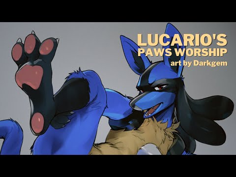 [Furry ASMR] Lucario's Paws Worship (Cleaning, Drying, Lotion Massage, Kisses, Licks...)