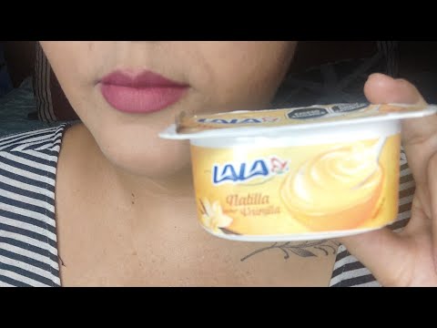 ASMR Comiendo natilla de vainilla en tapita de aluminio y con galletas 👌☺️