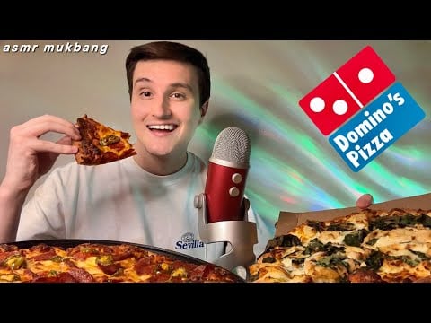 ASMR | The ULTIMATE Pizza Eating Mukbang 🍕 (Domino’s + whisper ramble)