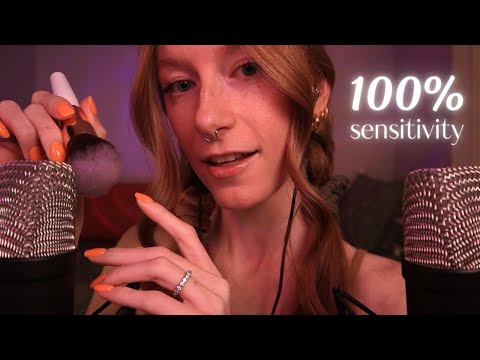 ASMR | 100% Sensitivity whispering & brushing to help you sleep🕯️