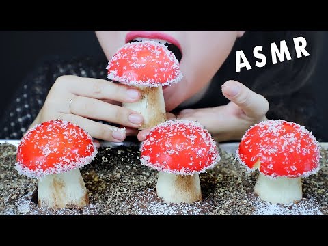 ASMR MUSHROOM SHAPED CAKES EDIBLE SOIL CRUNCHY SOFT EATING SOUNDS | LINH-ASMR