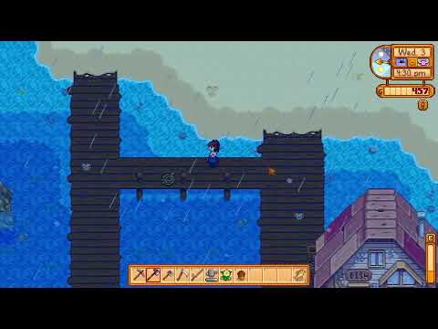 Stardew Valley – Day 3: Rainy Day Fishing & A Cute Bar Minigame 🌧️🎣✨
