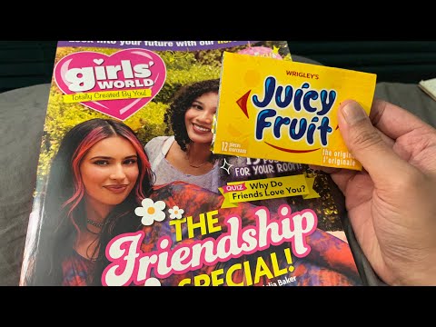 ASMR Teen Magazine 2024 Girls World Gum Chewing no talking ~ page turning flip through