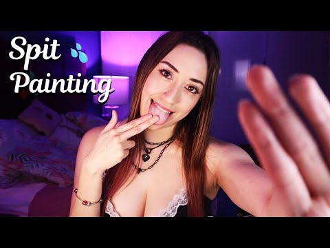 ASMR 💦 SPIT PAINTING + MOUTH SOUNDS INTENSOS para dormir esta noche 🩷