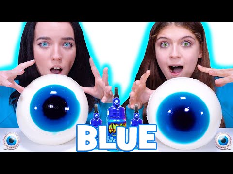 ASMR Full Video Blue Food Eating Challenge Candy Race, Giant Gummy Eyeballs