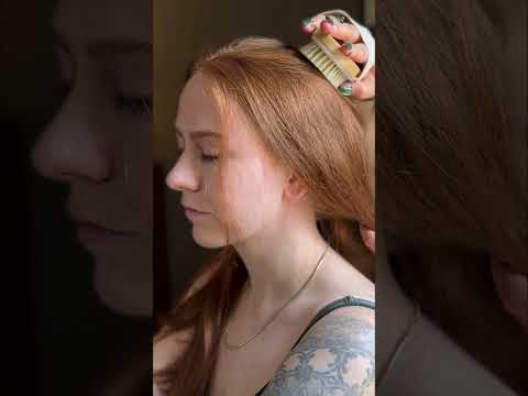 ASMR bristle brush hair brushing with rain sounds for stress relief #asmr
