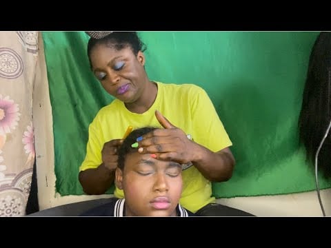 ASMR✨HEAD MASSAGE SESSION WITH MY SISTER AND BUBBLEGUM CHEWING SOUND. #asmrforsleep