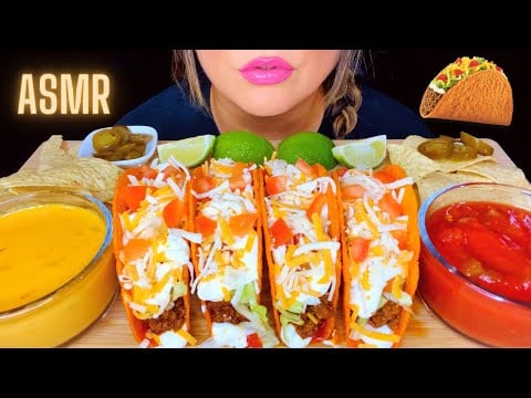 ASMR NACHO CHEESE CRUNCHY TACOS MUKBANG (NO TALKING) EATING SOUNDS