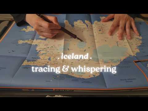[cozy asmr] tracing map of iceland❄️unintelligble whispers asmr