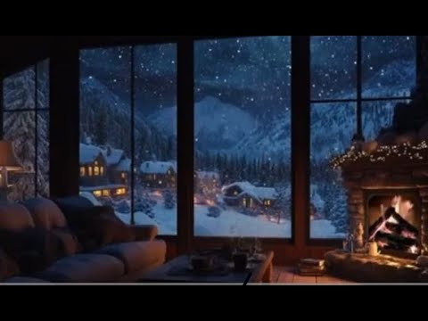 Relaxing Sounds of Snowy Winter Ambience Cozy Jazz Music Playing