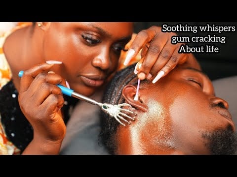 Asmr✨He fell asleep to this hair brushing,Deep ear cleaning, scalp scratching & whisper neck massage