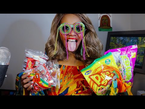 Assorted Spicy Mexican Candies ASMR Eating Sounds
