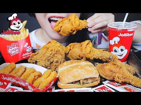 ASMR EATING JOLLIBEE FRIED CHICKEN FRIED SQUID RING SANWICH EATING SOUND | LINH-ASMR 먹방 mukbang