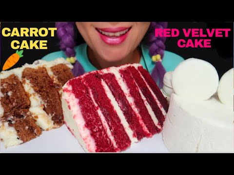 ASMR CARROT CAKE, RED VELVET CAKE, VANILLA ICE CREAM, 당근케익, 레드벨벳케익CURIE.ASMR