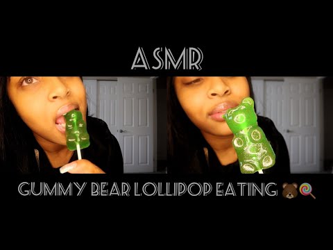 [ASMR] Gummy Bear Lollipop Eating 🐻🍴🍭 Gummy Chewing Sounds