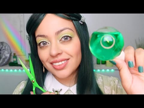 ASMR| 🌈The ROYGBIV Spa - GREEN EDITION 💚 Headache Relief, Scalp Treatment, Hair Wash & Cut RP