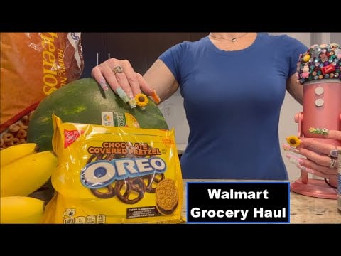 ASMR Gum Chewing Walmart Grocery Haul | Oreo Pretzel Taste Test