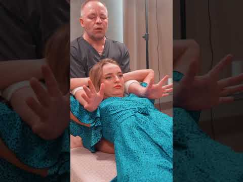 Unique back stretching and chiropractic adjustment for Maria #backchiropractic #stretching