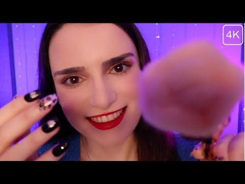 ASMR Brushing Your Entire Face Until You Sleep 😴 SUPER CLOSE UP Mic Scratching & Massage No Talking