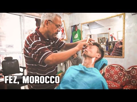 💈 Traditional Barber Shop Wet Shave | Historic Medina in Fez Morocco