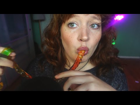 ASMR eating a big gummy snake (intense mouth sounds, chatting, ramble, whispers)