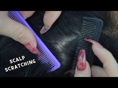 ASMR Scalp Scratching, Hair Parting, Hair Brushing Real Person With Comb For Stress Relief Better
