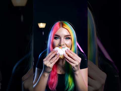 Futuristic Rainbow Marshmallow ASMR Crunch 🌈✨ #asmr #satisfyingsounds #crunchytreats #sparklingcandy