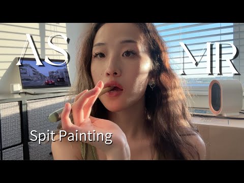 ASMR with acupuncture pen💆‍♀️ | spit painting & mouth sounds by the sunset to help you sleep🎨