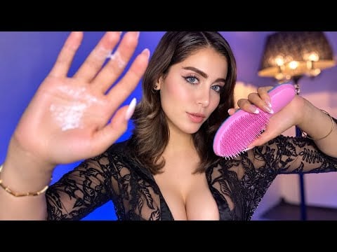 ASMR Sleep Treatment💦Fall Asleep in 20 Minutes (Lotion, Serum, Hair Brushing & Water Spray)